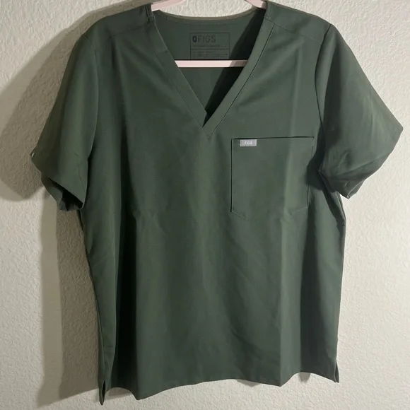 Figs Women's Catarina One-Pocket Olive Green V-Neck Scrub Top size L medical - Picture 3 of 7